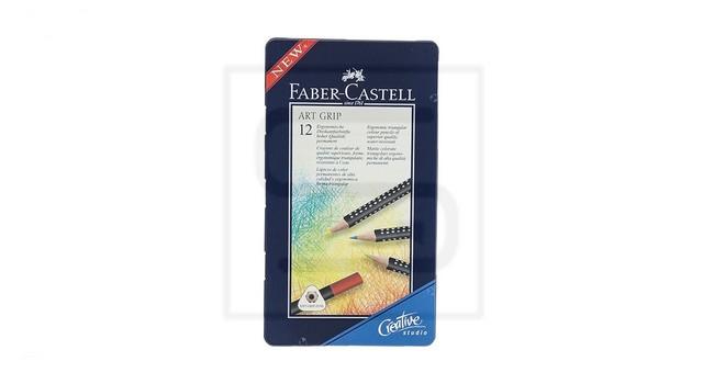 faber castell / مداد رنگی جعبه ای فلزی / 12 رنگ ART GRIP