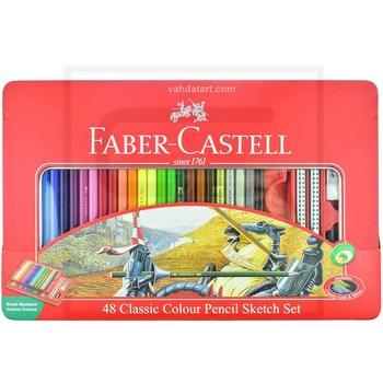 faber castell / مداد رنگی جعبه ای فلزی / 48 رنگ