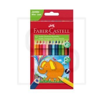 faber-castell / مداد رنگی / جامبو / 12 رنگ / جعبه مقوایی / قرمز رنگ / 111622