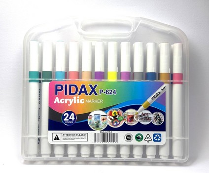 ماژیک اکرولیک 24 رنگ جعبه طلقی p624 پیداکس