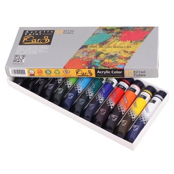 رنگ اکریلیک 21 میل تیوپی 12 رنگ پارس