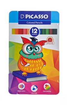 مداد رنگی 12 رنگ جعبه فلزی پیکاسو